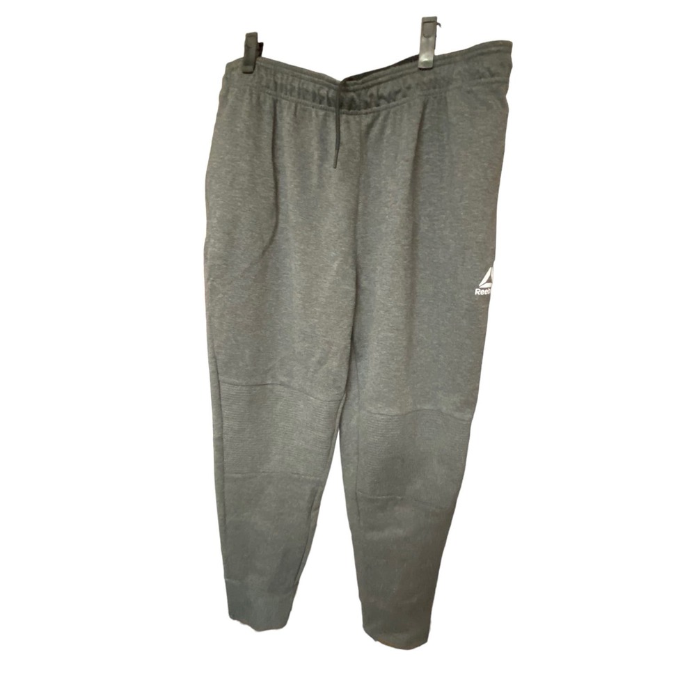 NWT Reebok Moto Cross Joggers XL Heather Gray Slim Athletic Fit Pull On Training